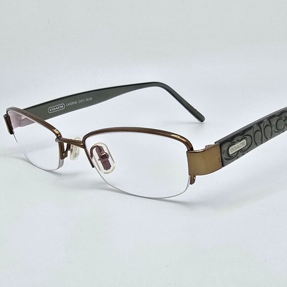 Coach Laverne 247 Bronze Olive Semi-Rimless Cat Eye Eyeglasses 48-18-135 - Picture 1 of 16